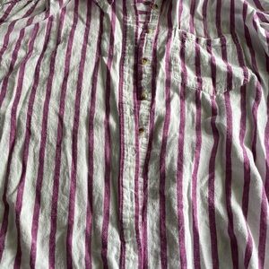 Ava & Viv Purple and White Striped Button Down Top